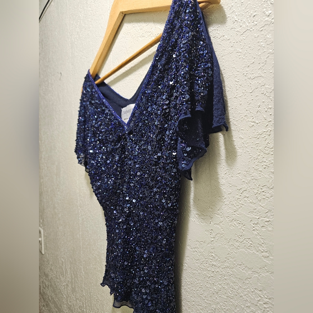 Chadwicks navy blue silk dress top